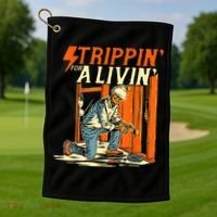Stripping For A Living Electrician Work Electrical Worker Golf Towel thumb 1