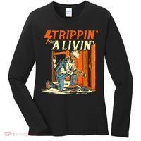 Stripping For A Living Electrician Work Electrical Worker Women's Long Sleeve Shirt thumb 0