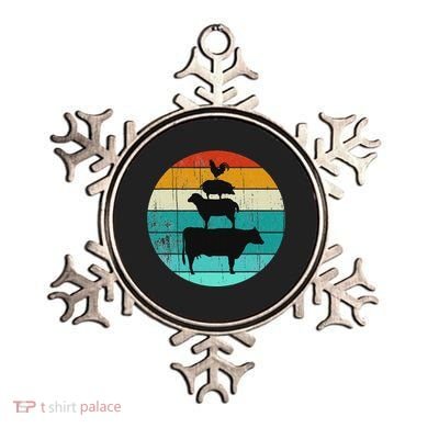Stacked Farm Animals Retro Sunset Vintage Farmer Sun Colors Ornament