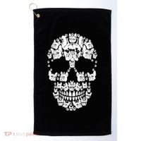 Skull French Bulldog Skeleton Halloween Costume Scary Gift Golf Towel thumb 0