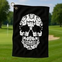 Skull French Bulldog Skeleton Halloween Costume Scary Gift Golf Towel thumb 1