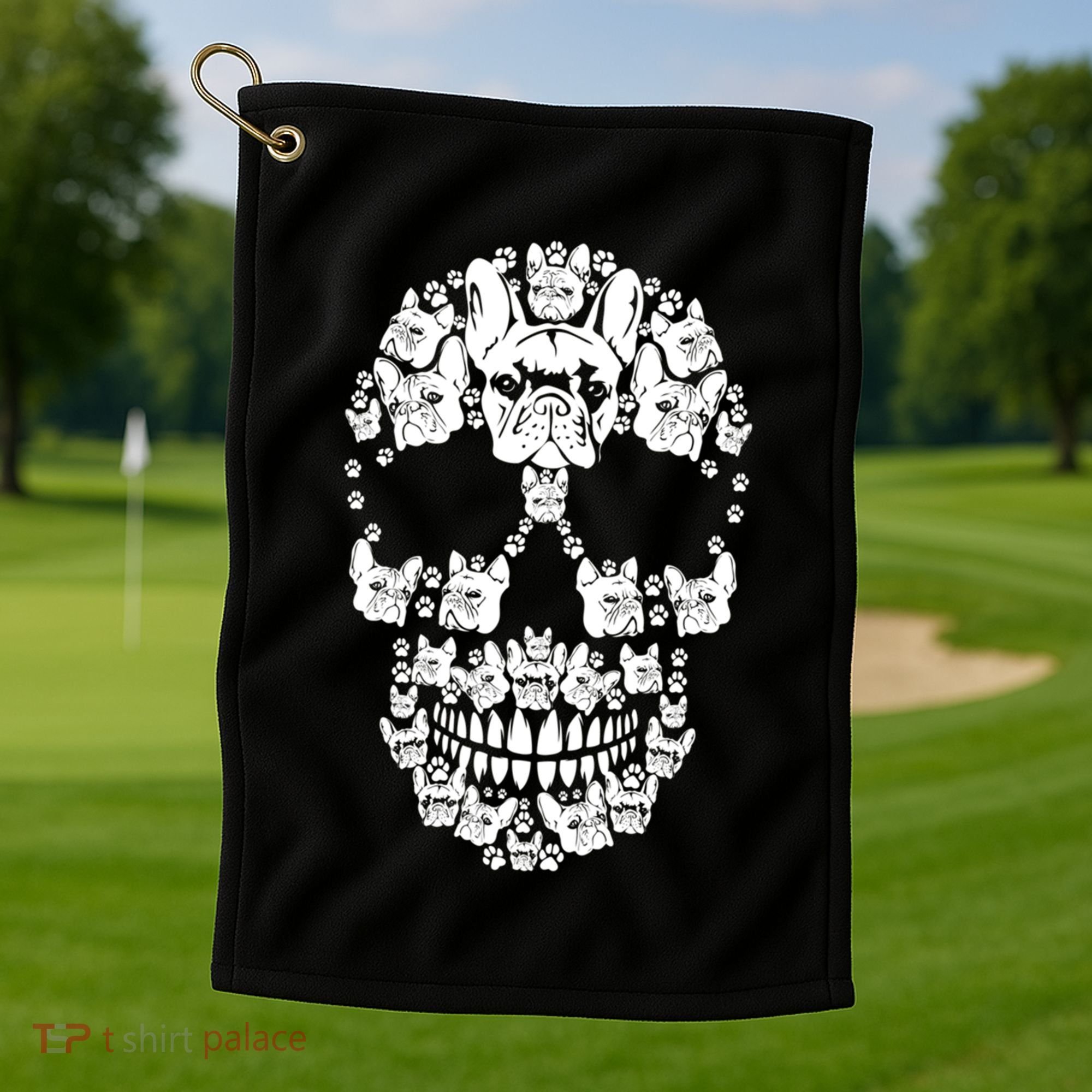 Skull French Bulldog Skeleton Halloween Costume Scary Gift Golf Towel