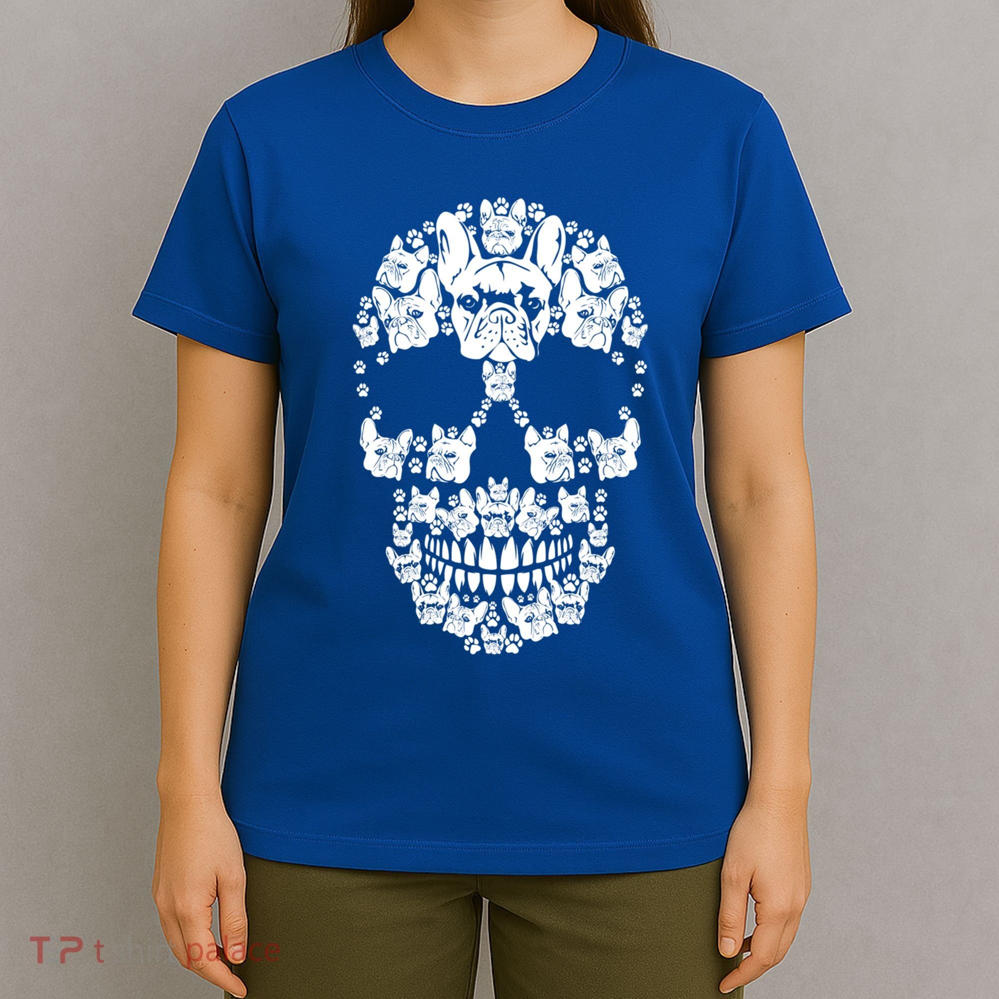 Skull French Bulldog Skeleton Halloween Costume Scary Gift T-Shirt