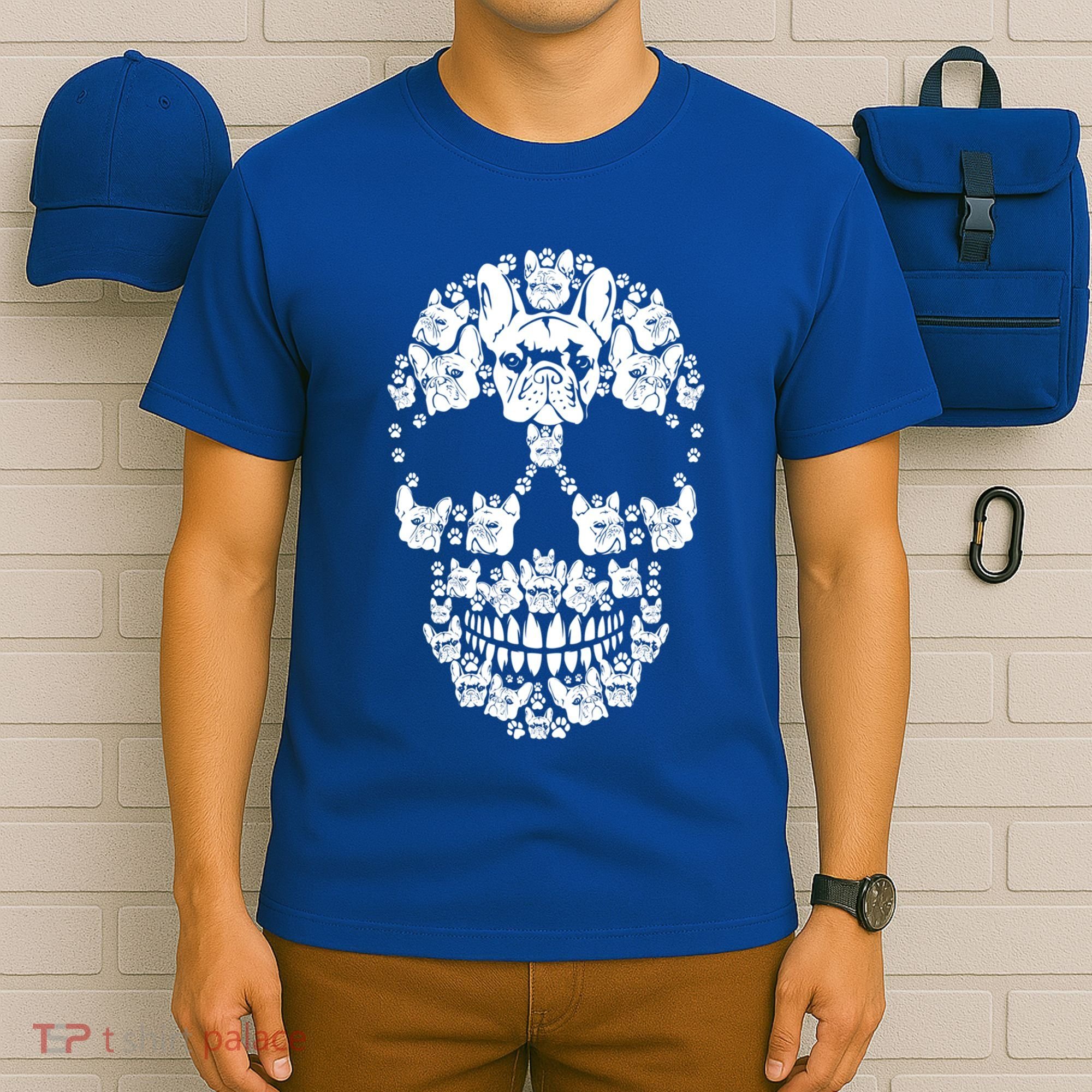 Skull French Bulldog Skeleton Halloween Costume Scary Gift T-Shirt