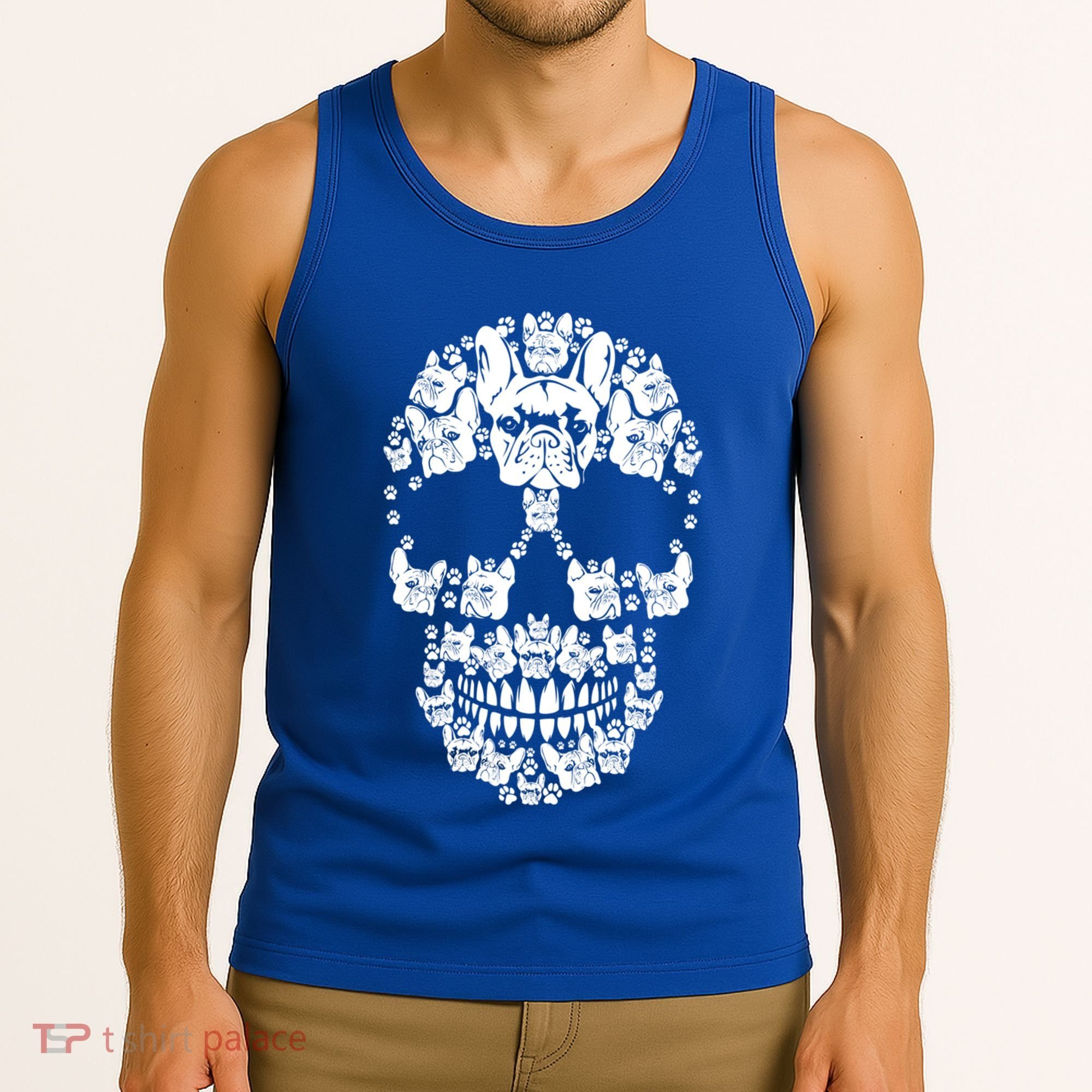 Skull French Bulldog Skeleton Halloween Costume Scary Gift Tank Top