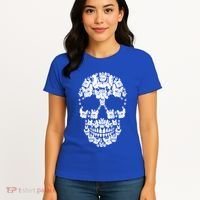 Skull French Bulldog Skeleton Halloween Costume Scary Gift Women's T-Shirt thumb 4