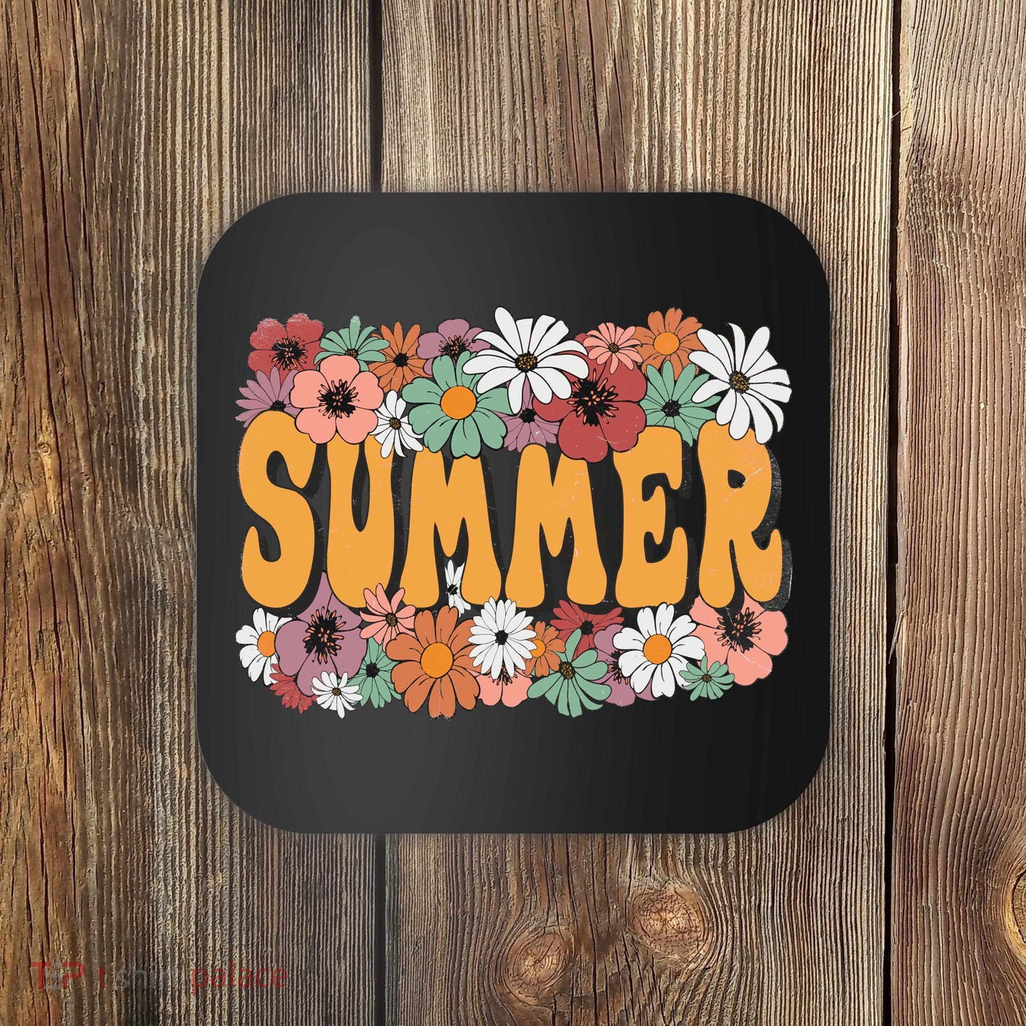 Summer Flowers Beautiful Summer Floral Retro Coaster