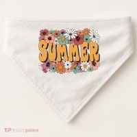 Summer Flowers Beautiful Summer Floral Retro USA-Made Doggie Bandana thumb 0