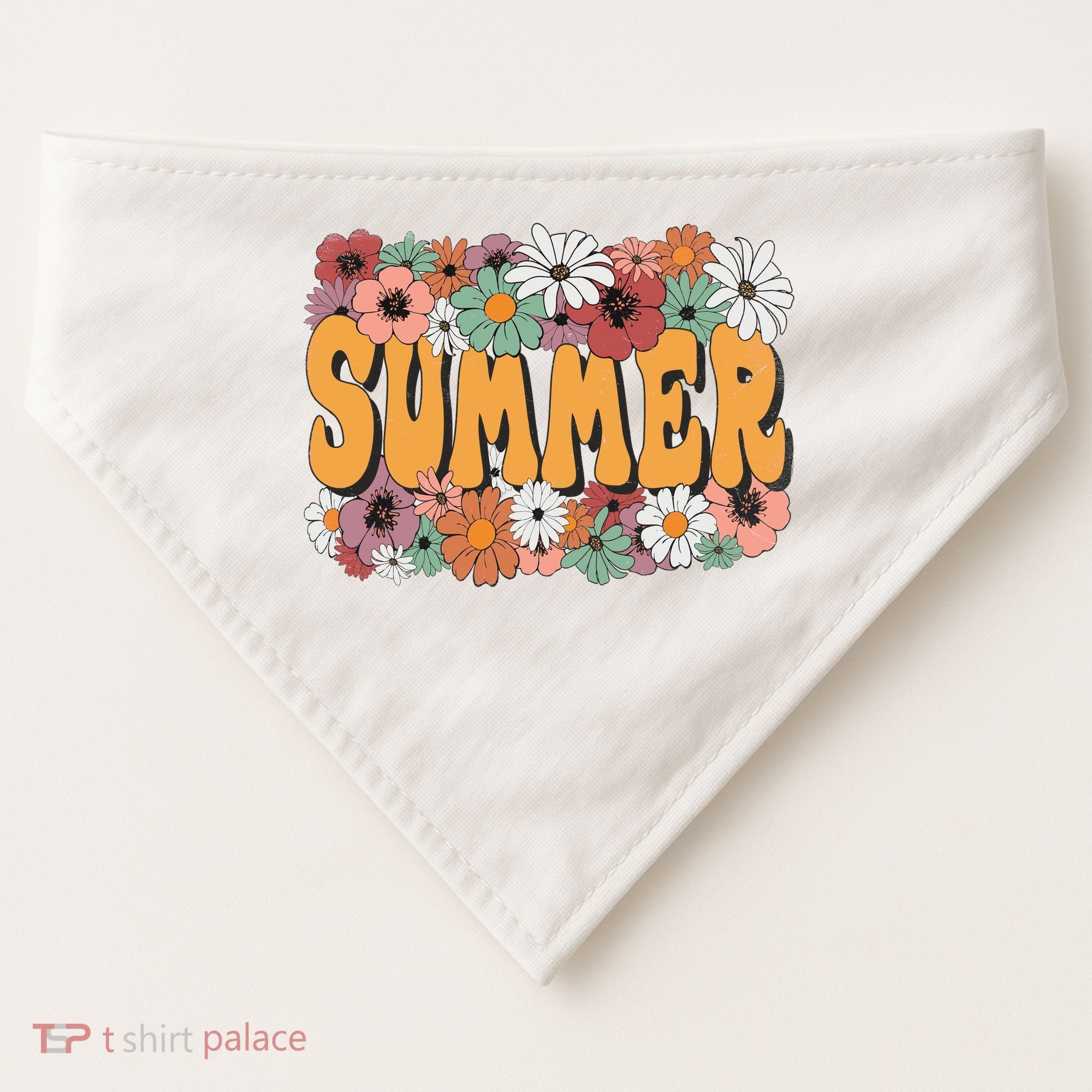 Summer Flowers Beautiful Summer Floral Retro USA-Made Doggie Bandana