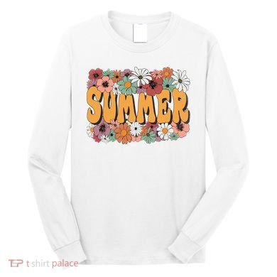Summer Flowers Beautiful Summer Floral Retro Long Sleeve Shirt