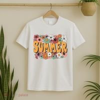Summer Flowers Beautiful Summer Floral Retro T-Shirt thumb 2