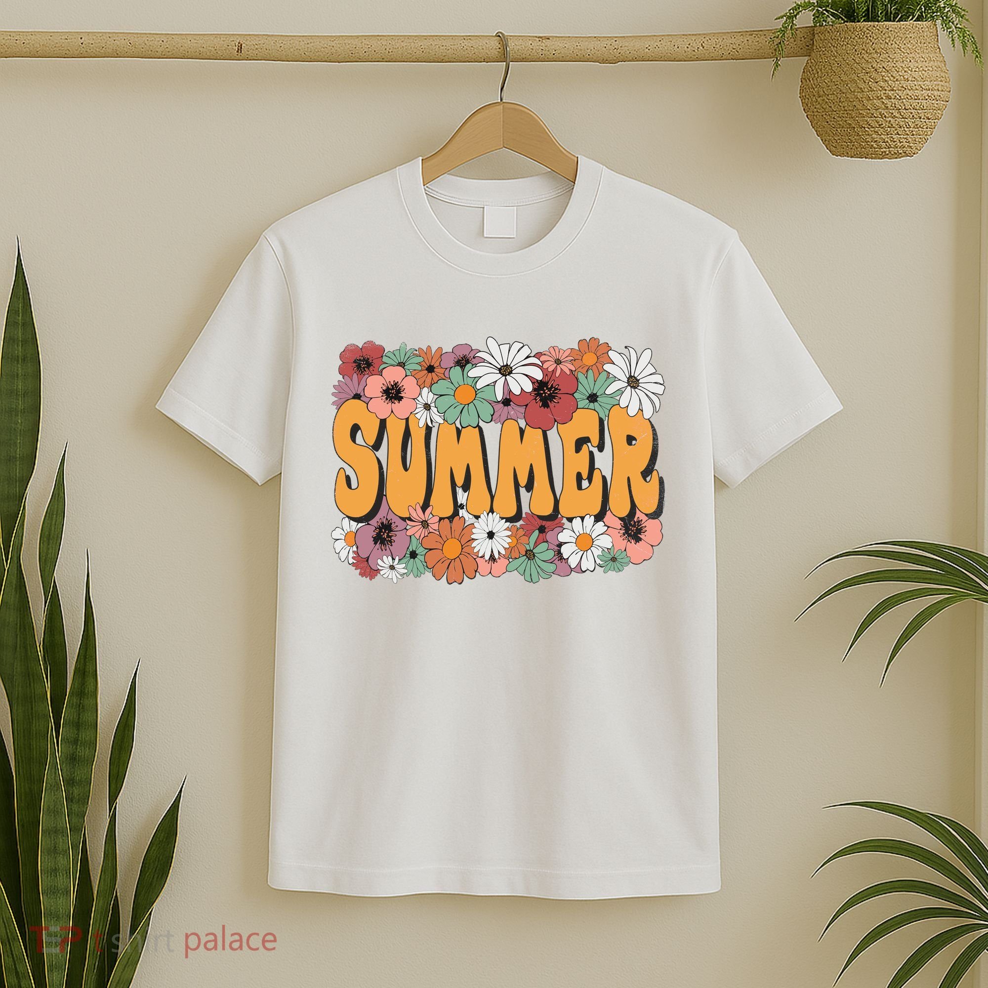 Summer Flowers Beautiful Summer Floral Retro T-Shirt