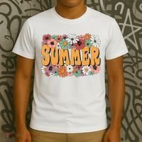 Summer Flowers Beautiful Summer Floral Retro T-Shirt thumb 3