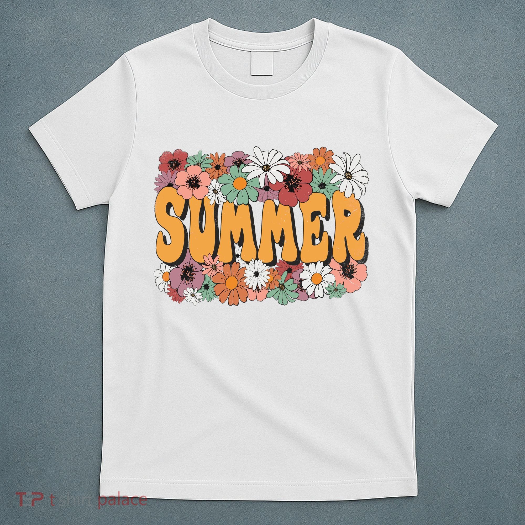 Summer Flowers Beautiful Summer Floral Retro T-Shirt