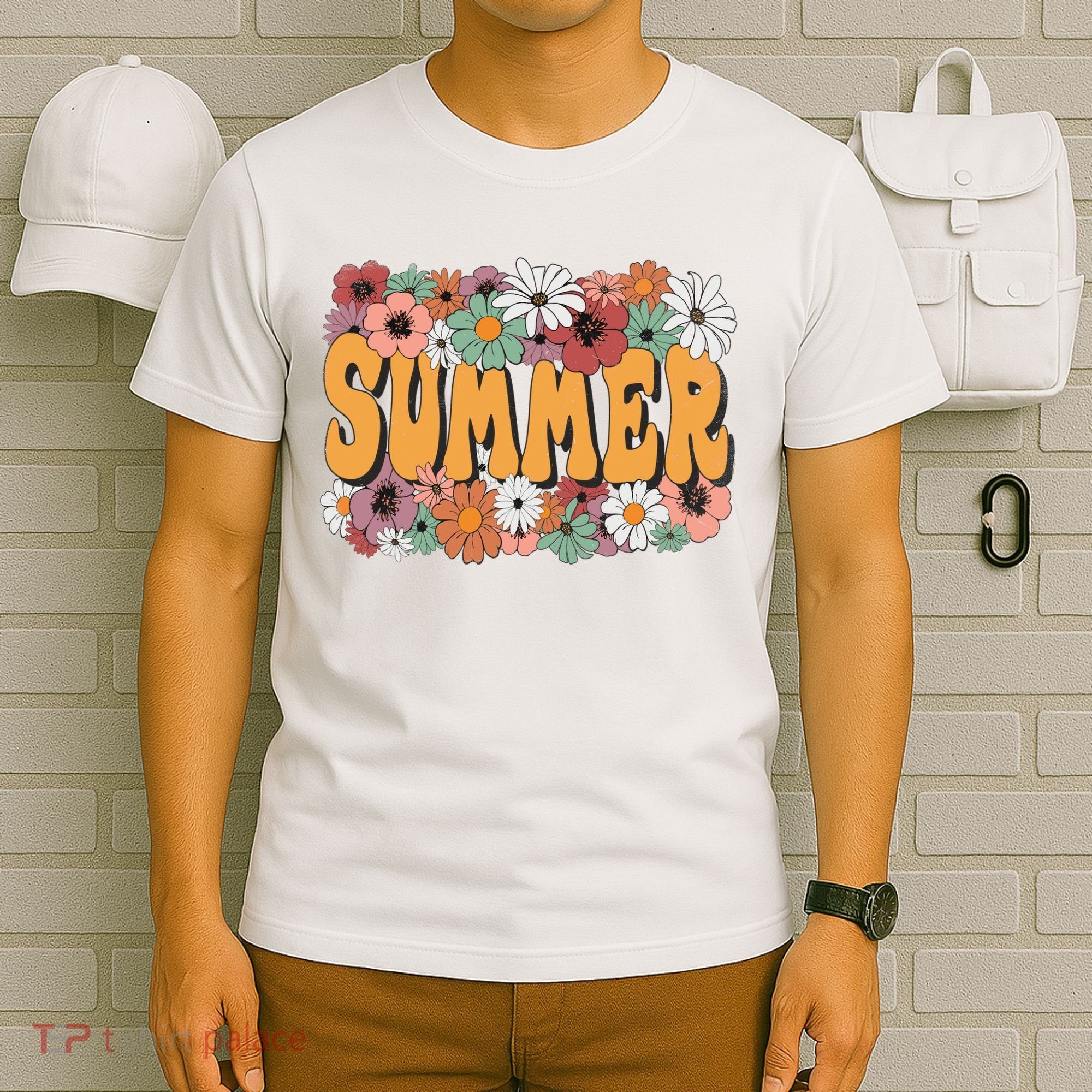 Summer Flowers Beautiful Summer Floral Retro T-Shirt