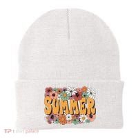 Summer Flowers Beautiful Summer Floral Retro Beanie thumb 0
