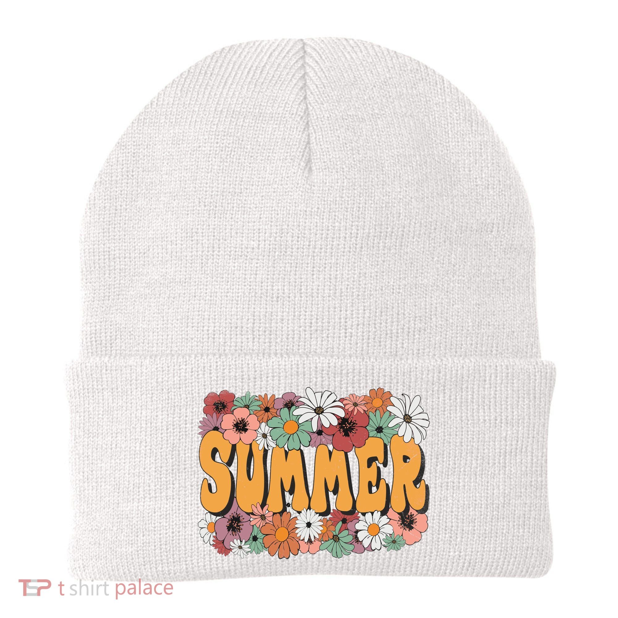 Summer Flowers Beautiful Summer Floral Retro Beanie
