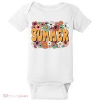 Summer Flowers Beautiful Summer Floral Retro Baby Bodysuit thumb 0