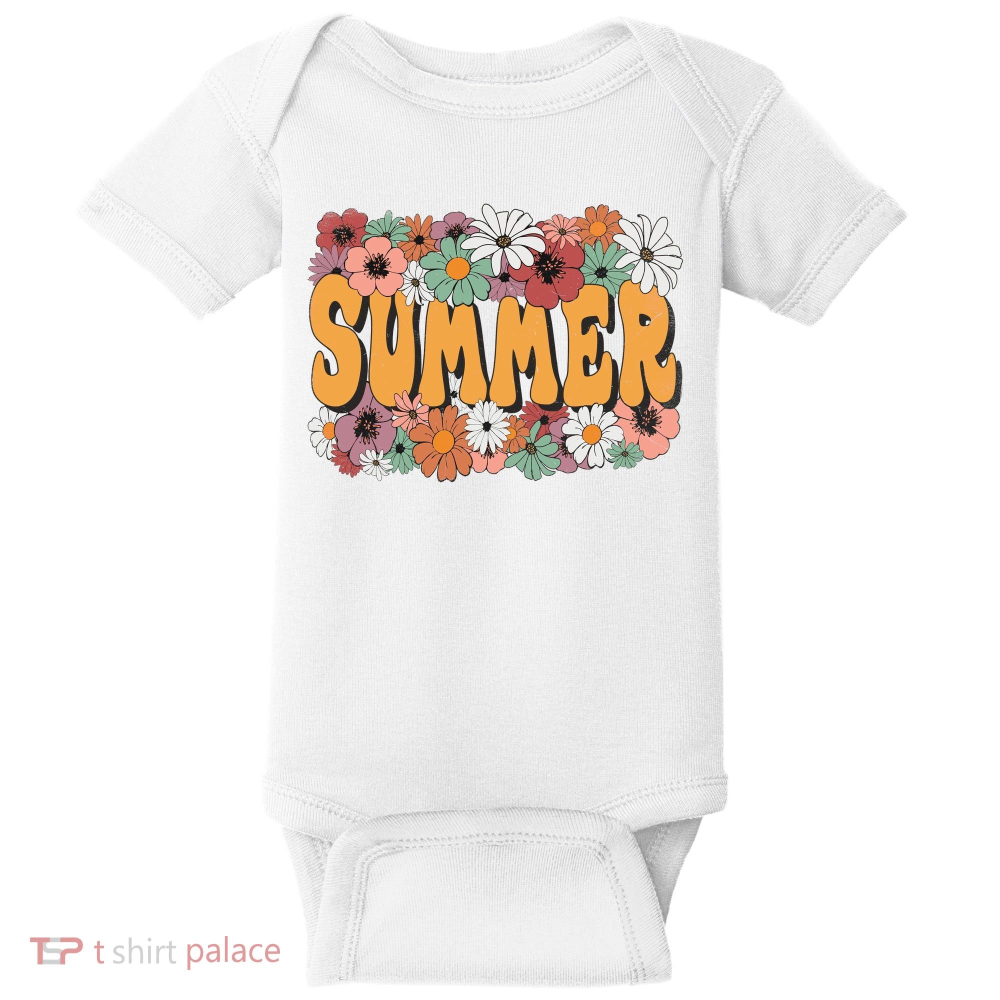 Summer Flowers Beautiful Summer Floral Retro Baby Bodysuit