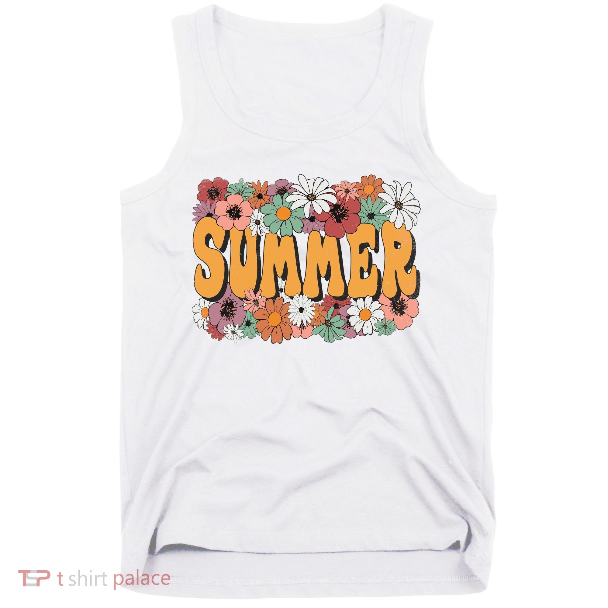 Summer Flowers Beautiful Summer Floral Retro Tank Top