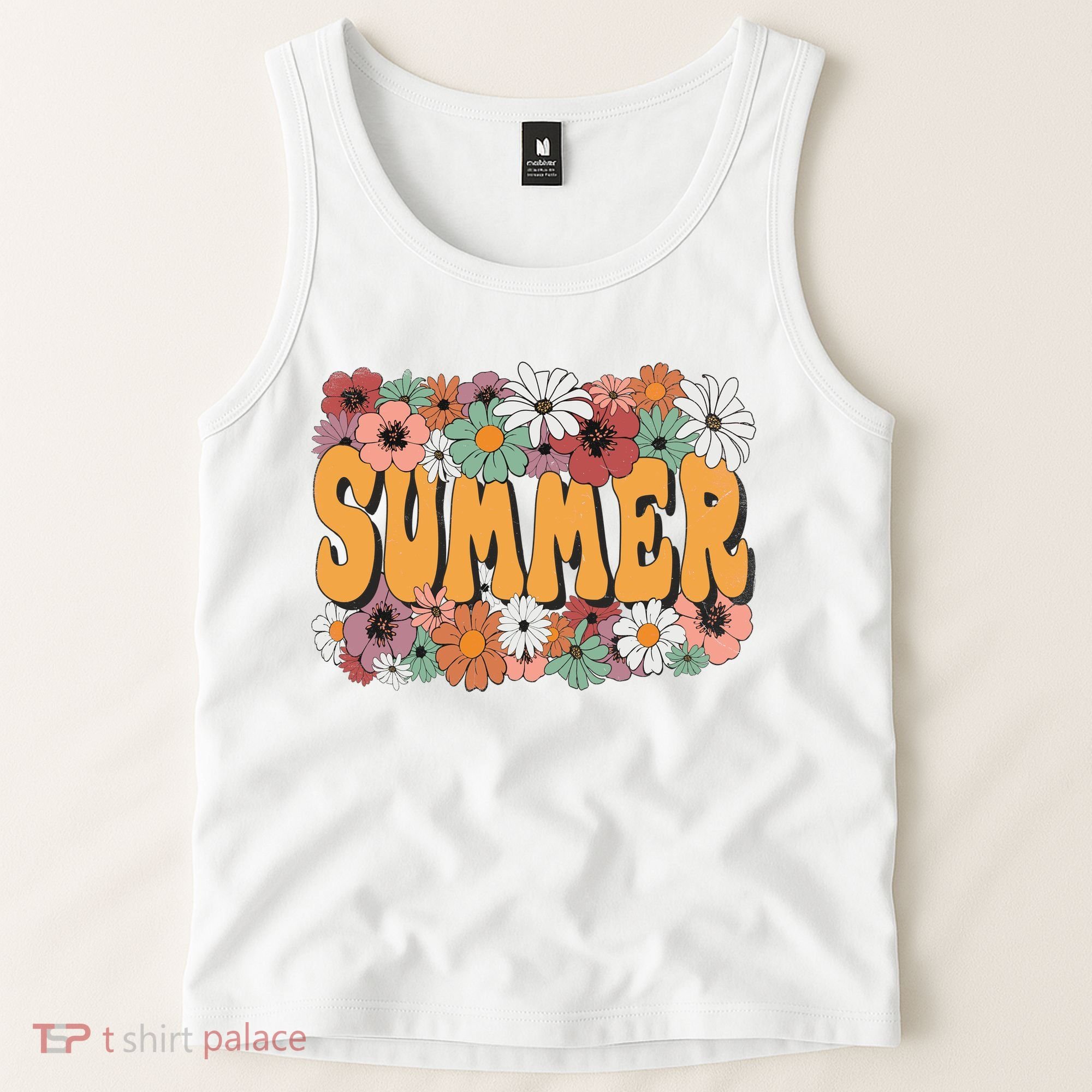 Summer Flowers Beautiful Summer Floral Retro Tank Top
