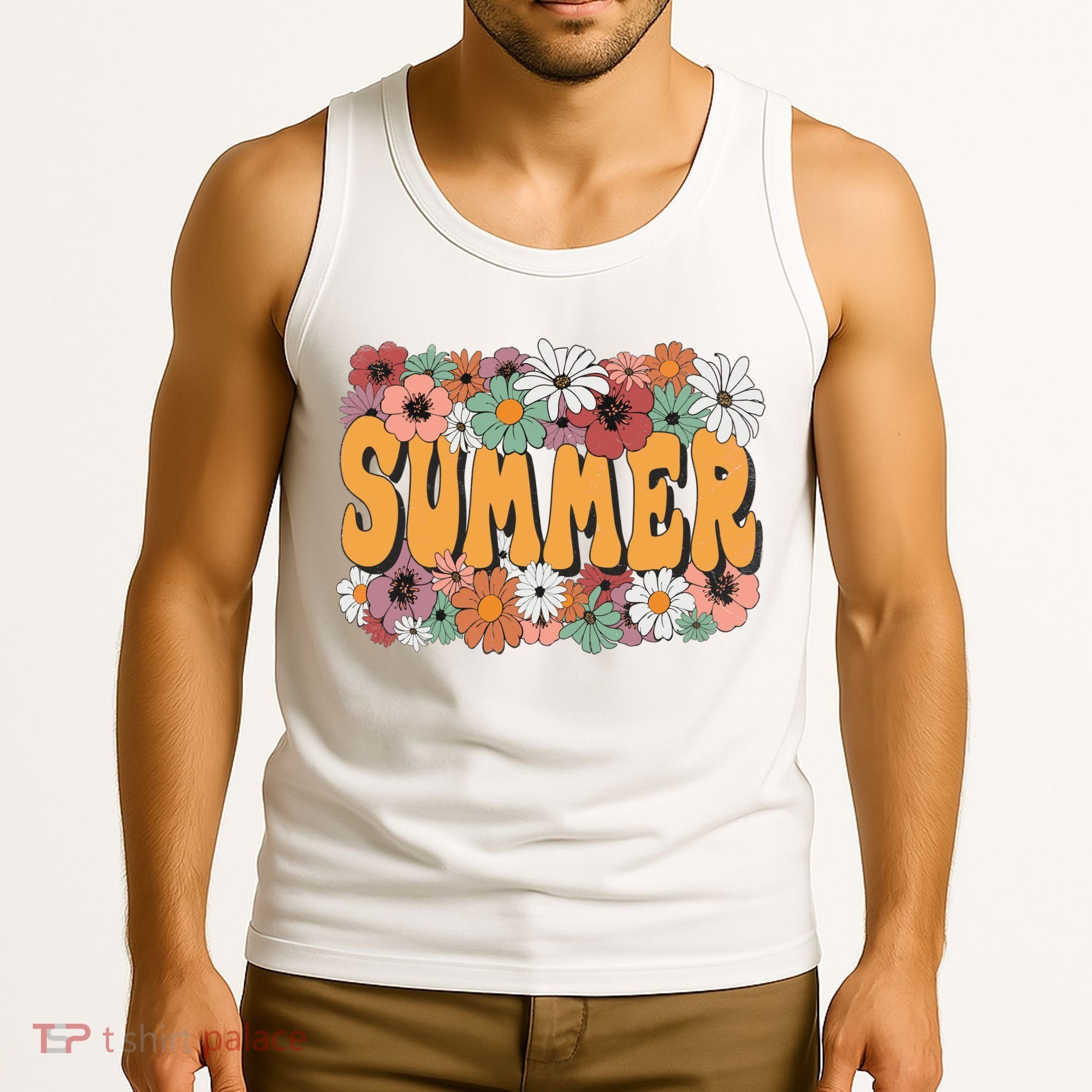 Summer Flowers Beautiful Summer Floral Retro Tank Top