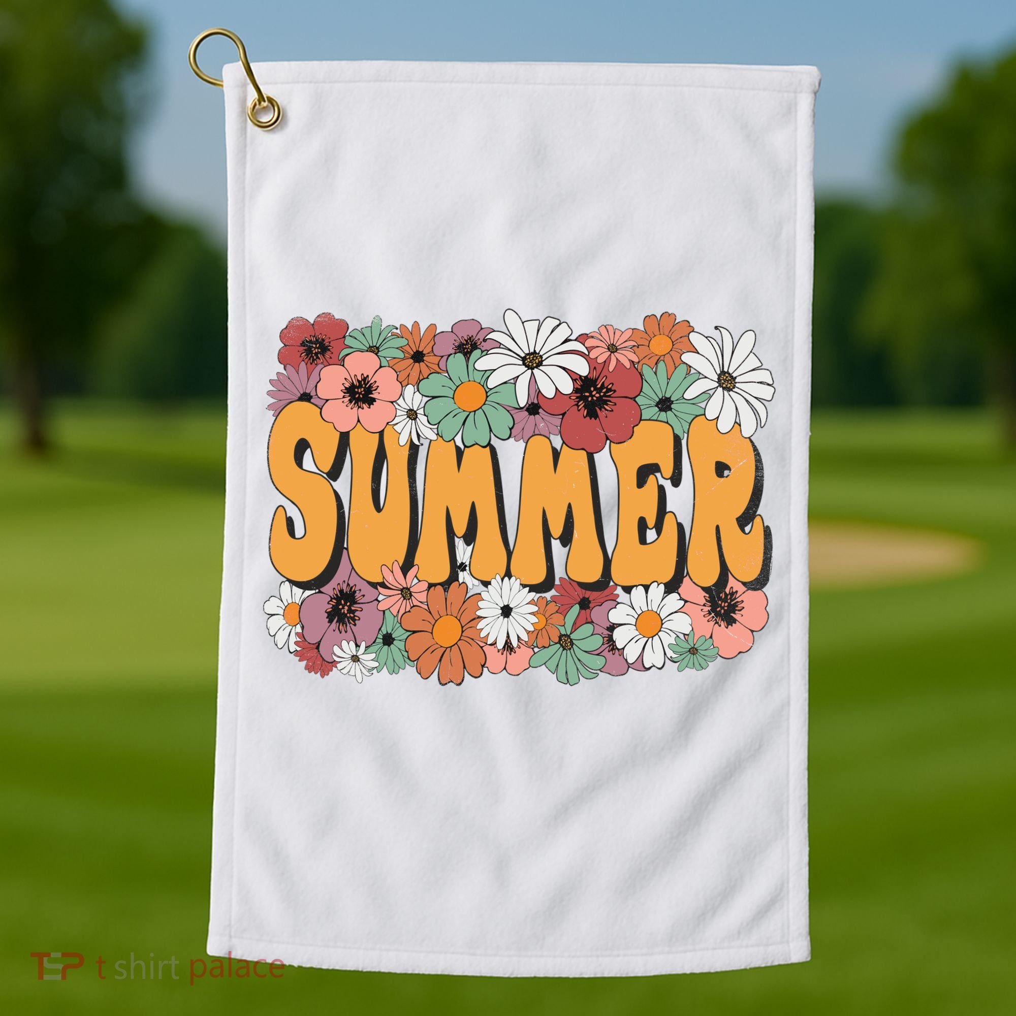 Summer Flowers Beautiful Summer Floral Retro Golf Towel