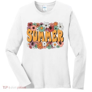 Summer Flowers Beautiful Summer Floral Retro Women's Long Sleeve Shirt