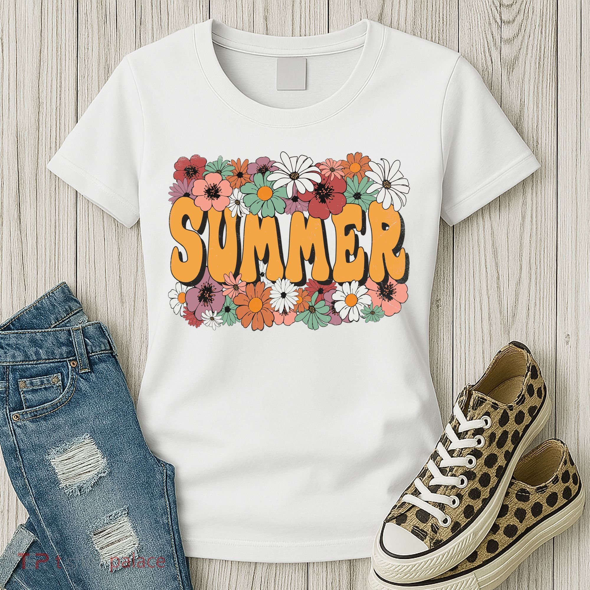 Summer Flowers Beautiful Summer Floral Retro Women's T-Shirt