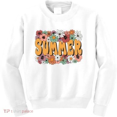 Summer Flowers Beautiful Summer Floral Retro Kids Sweatshirt