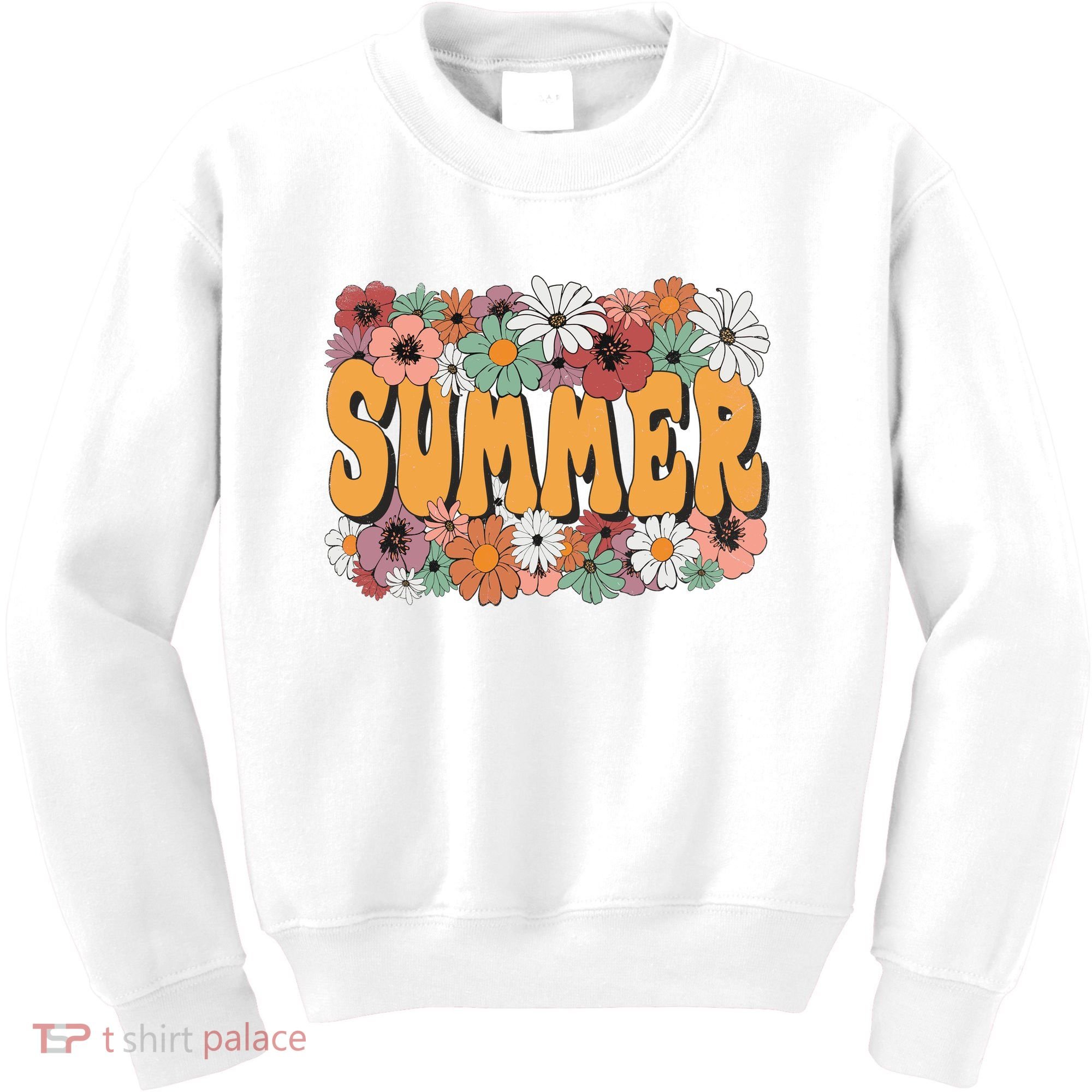 Summer Flowers Beautiful Summer Floral Retro Kids Sweatshirt