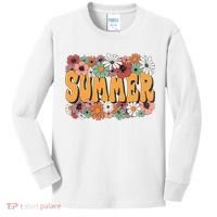 Summer Flowers Beautiful Summer Floral Retro Kids Long Sleeve Shirt thumb 0