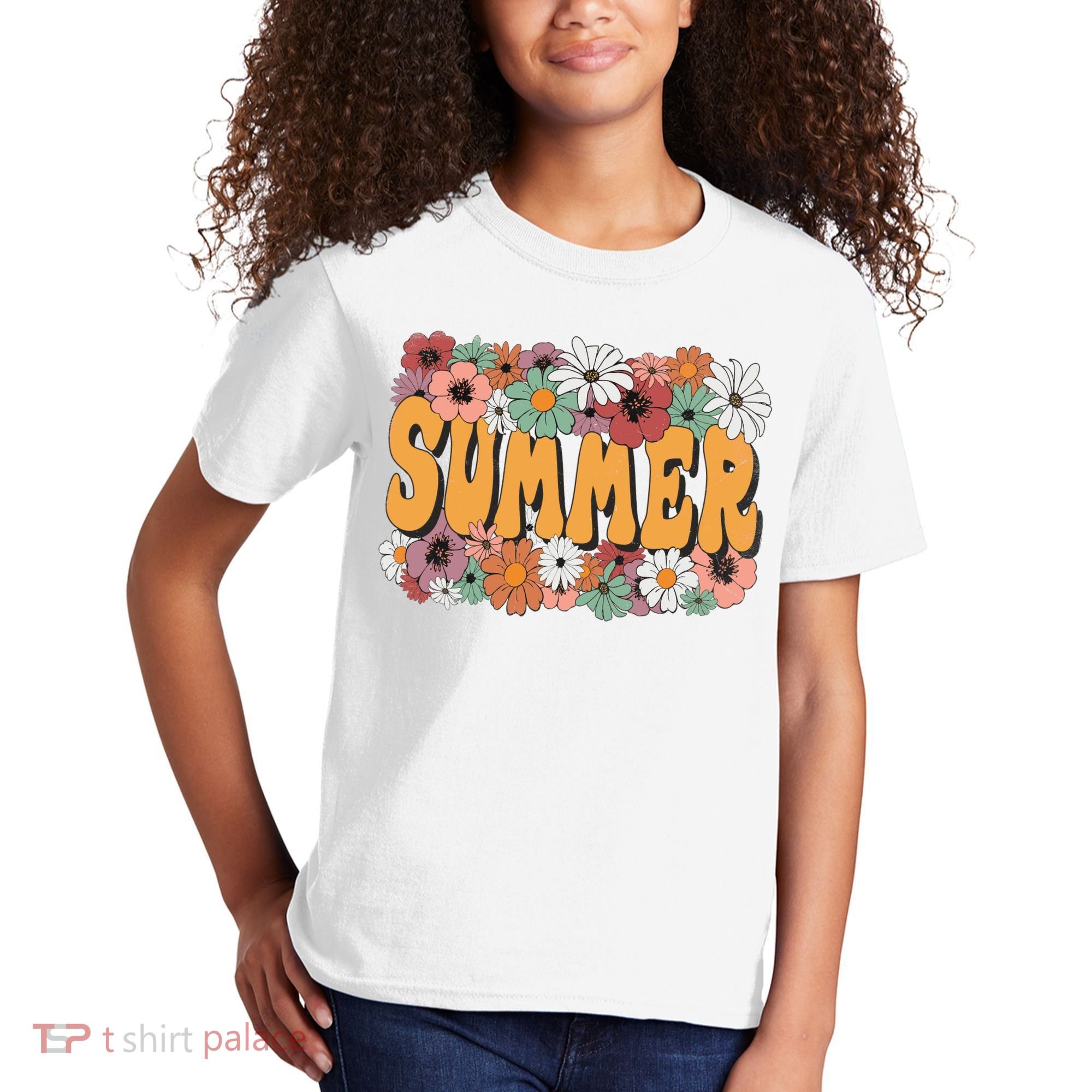 Summer Flowers Beautiful Summer Floral Retro Kids T-Shirt