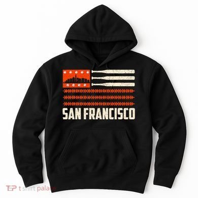San Francisco Baseball Flag Patriotic Vintage Hoodie