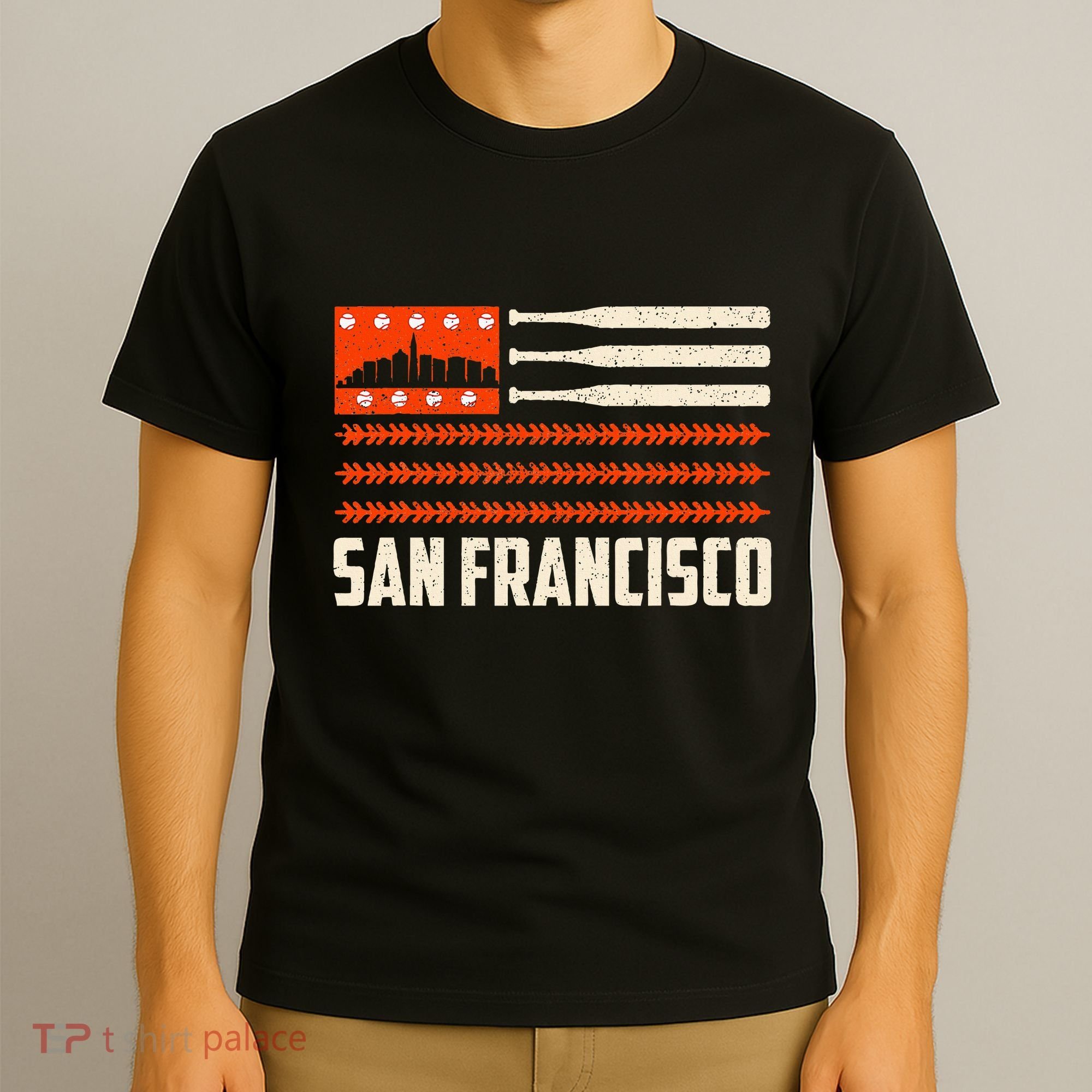 San Francisco Baseball Flag Patriotic Vintage T-Shirt