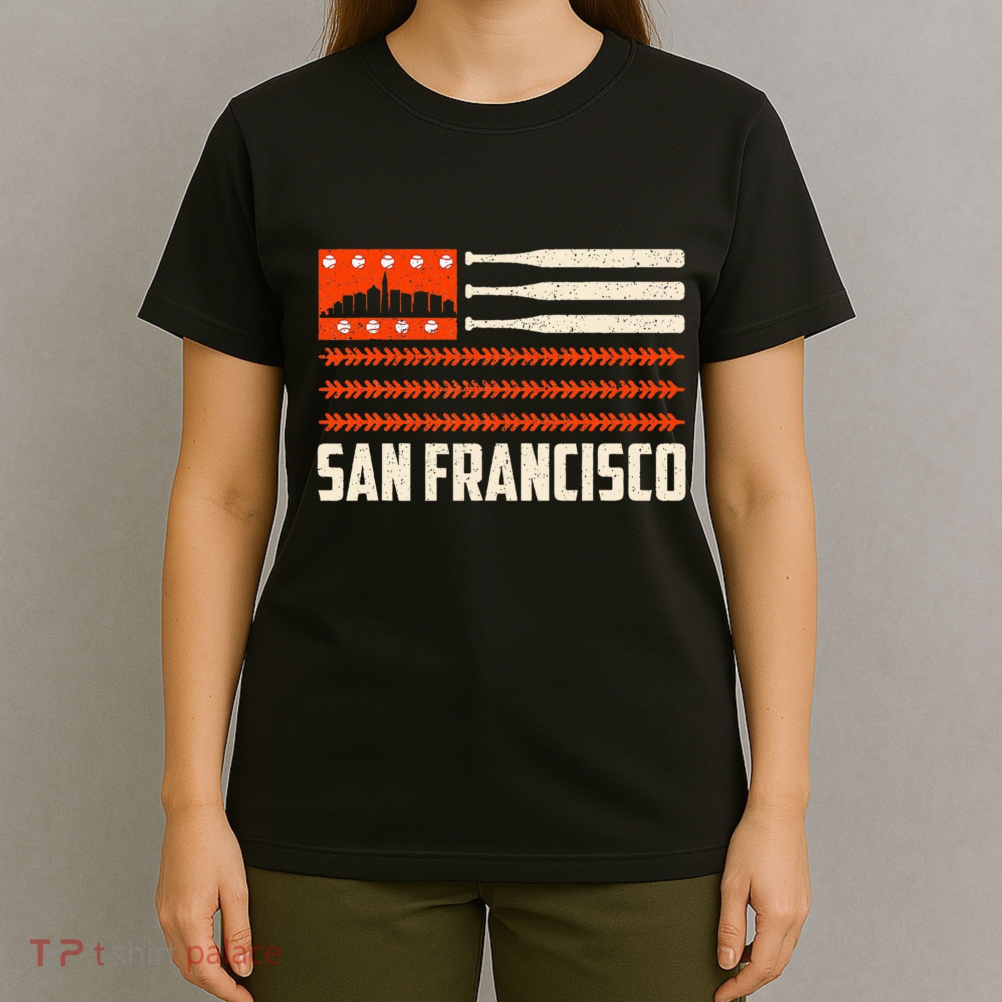 San Francisco Baseball Flag Patriotic Vintage T-Shirt