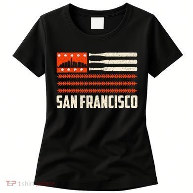 San Francisco Baseball Flag Patriotic Vintage Women's T-Shirt