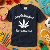 Sorry For Being Blunt That's Just How I Roll Funny Weed Kids T-Shirt thumb 3