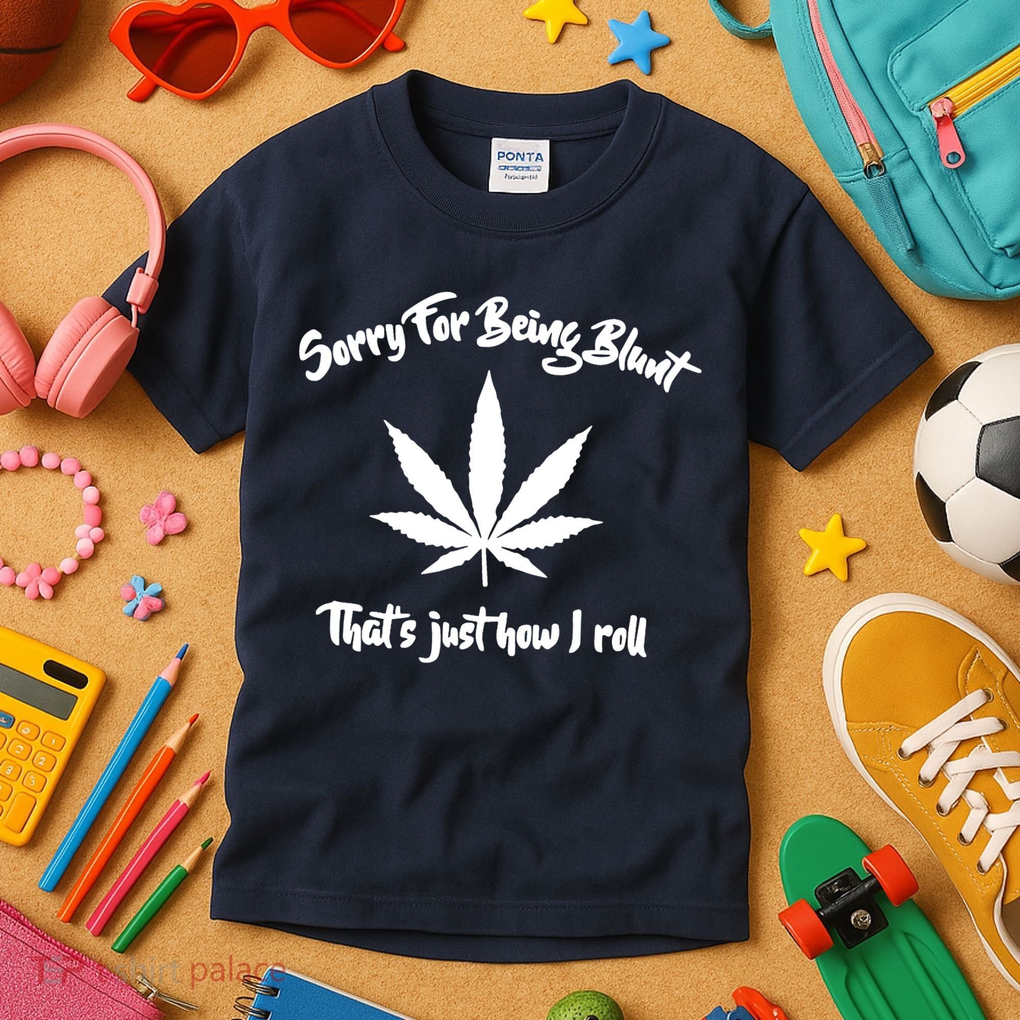 Sorry For Being Blunt That's Just How I Roll Funny Weed Kids T-Shirt