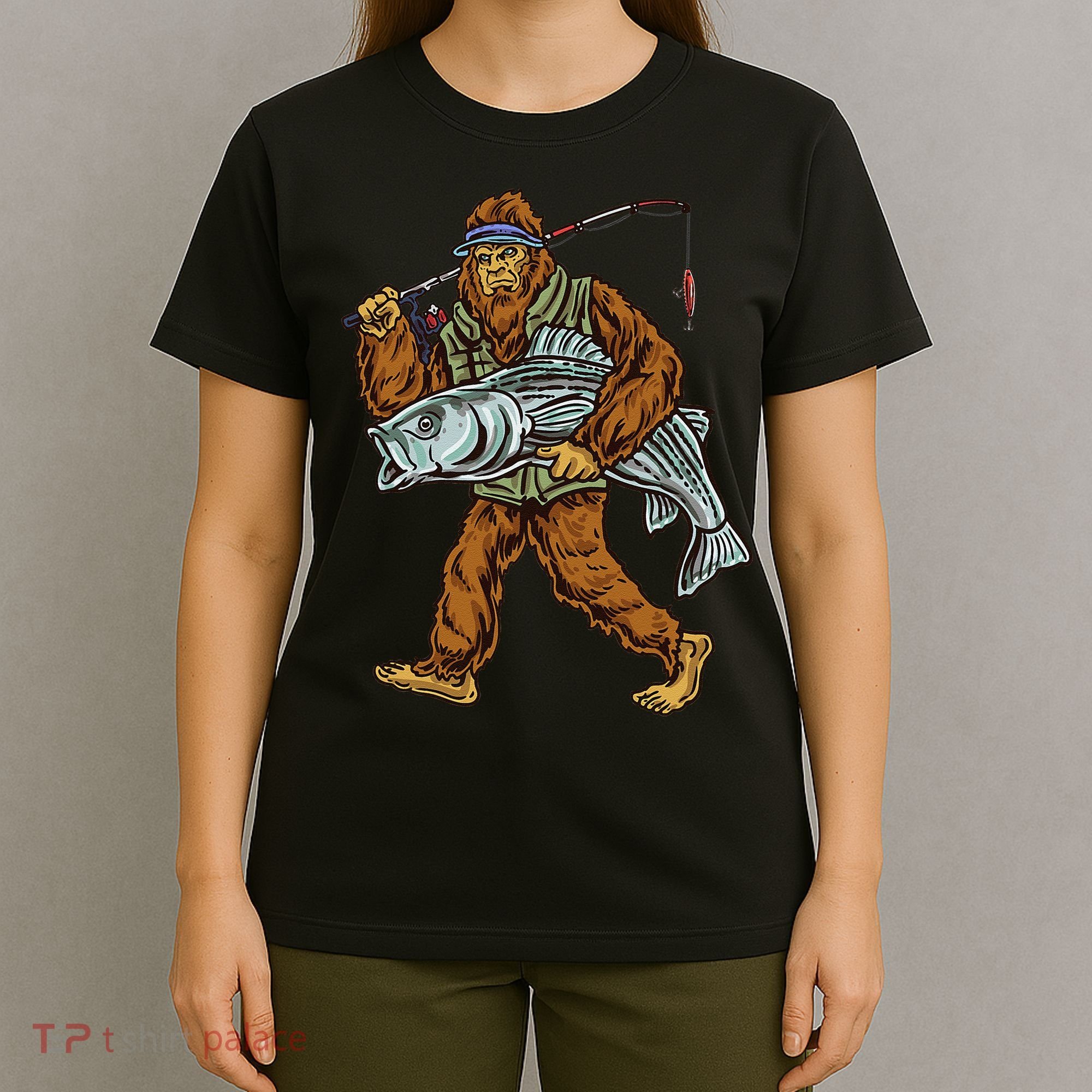 Striper Fishing Bigfoot Striped Bass Fishermen T-Shirt