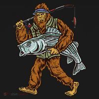 Striper Fishing Bigfoot Striped Bass Fishermen T-Shirt thumb 7