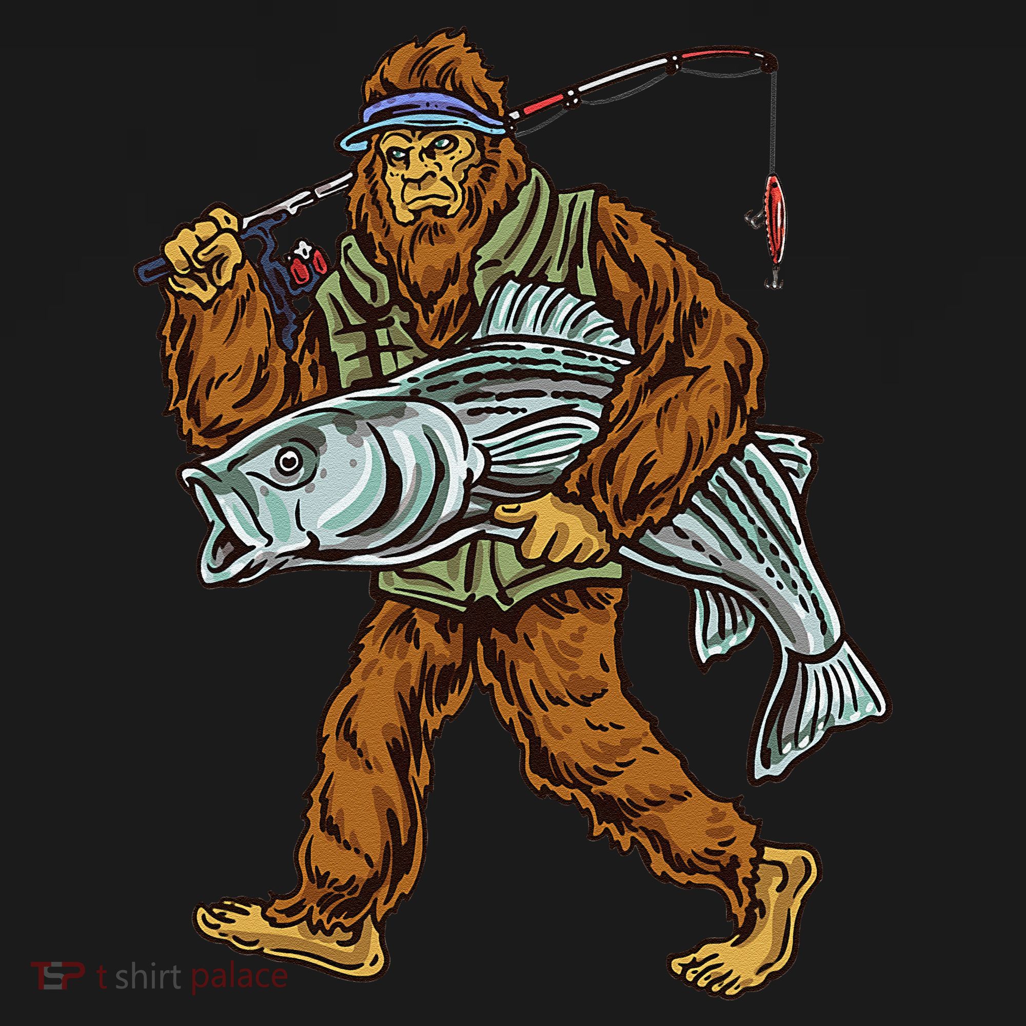 Striper Fishing Bigfoot Striped Bass Fishermen T-Shirt