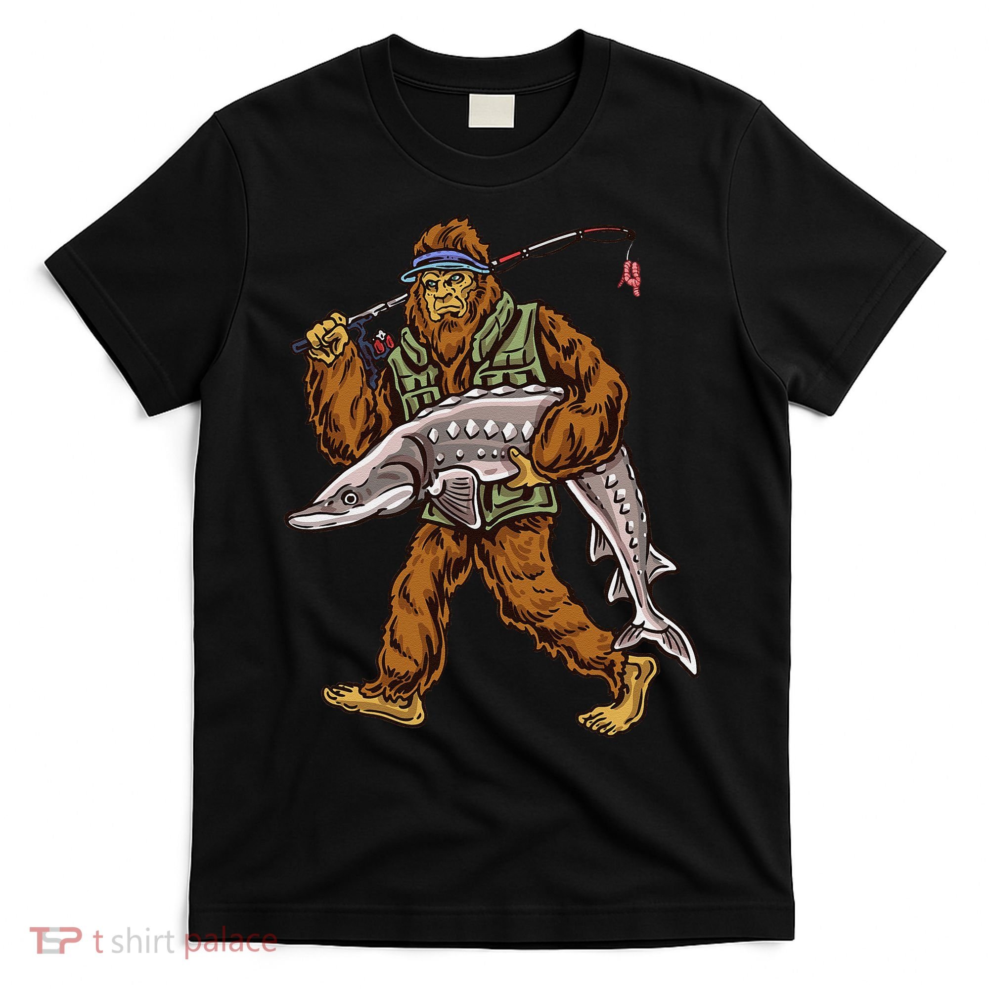 Sturgeon Fishing Bigfoot Fishermen T-Shirt