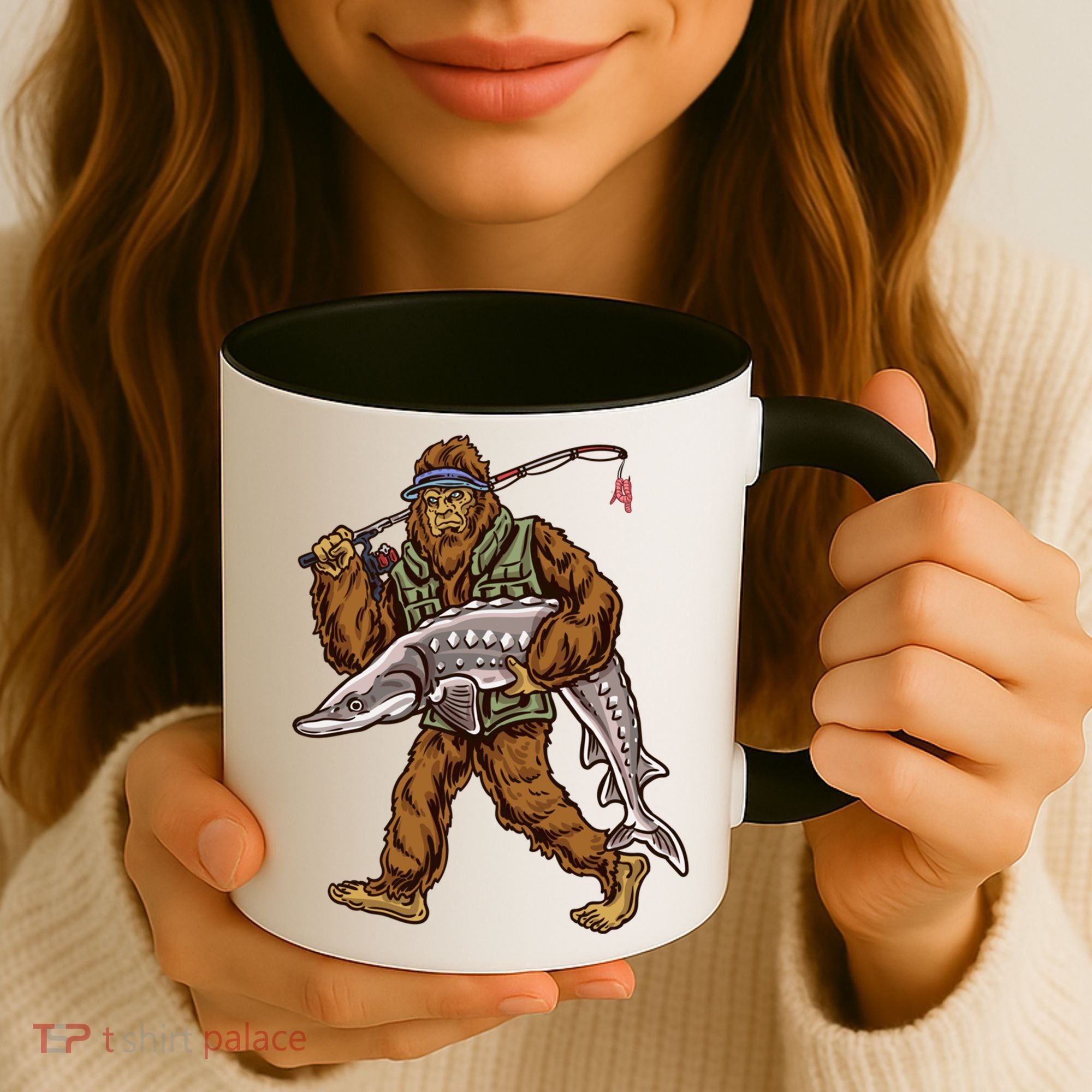 Sturgeon Fishing Bigfoot Fisher Gift Coffee Mug