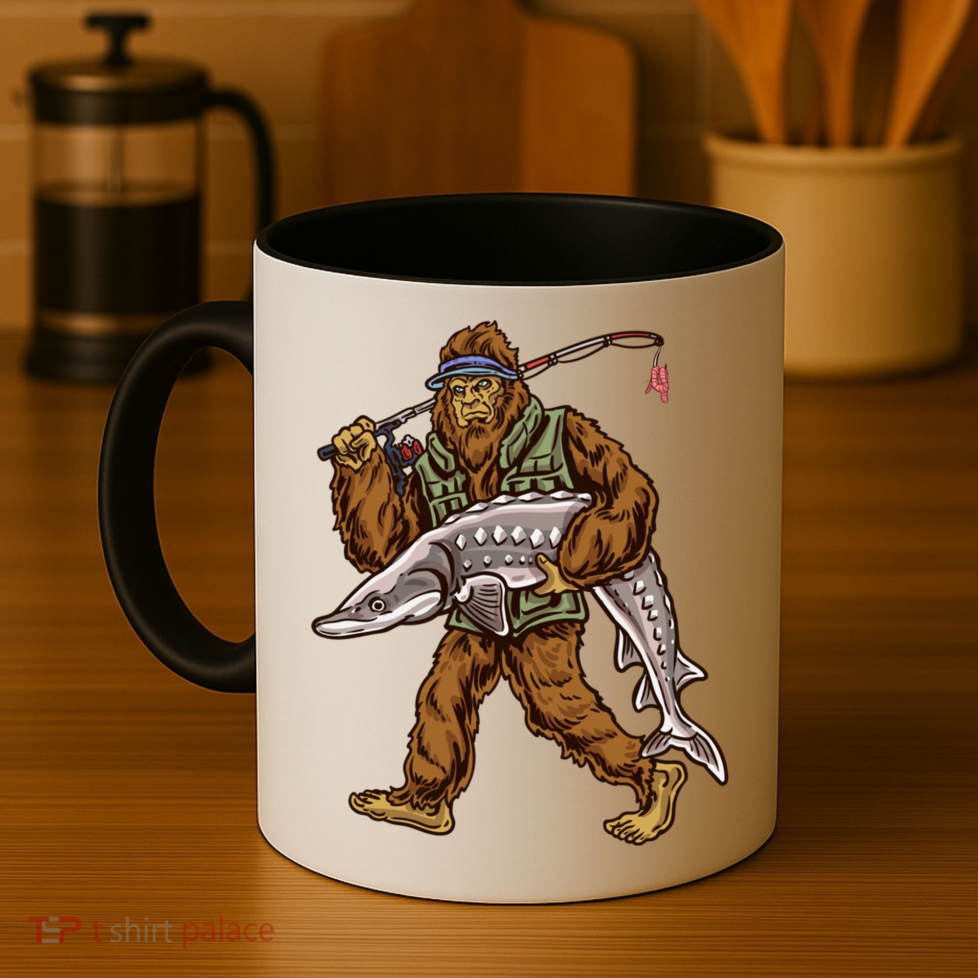 Sturgeon Fishing Bigfoot Fisher Gift Coffee Mug