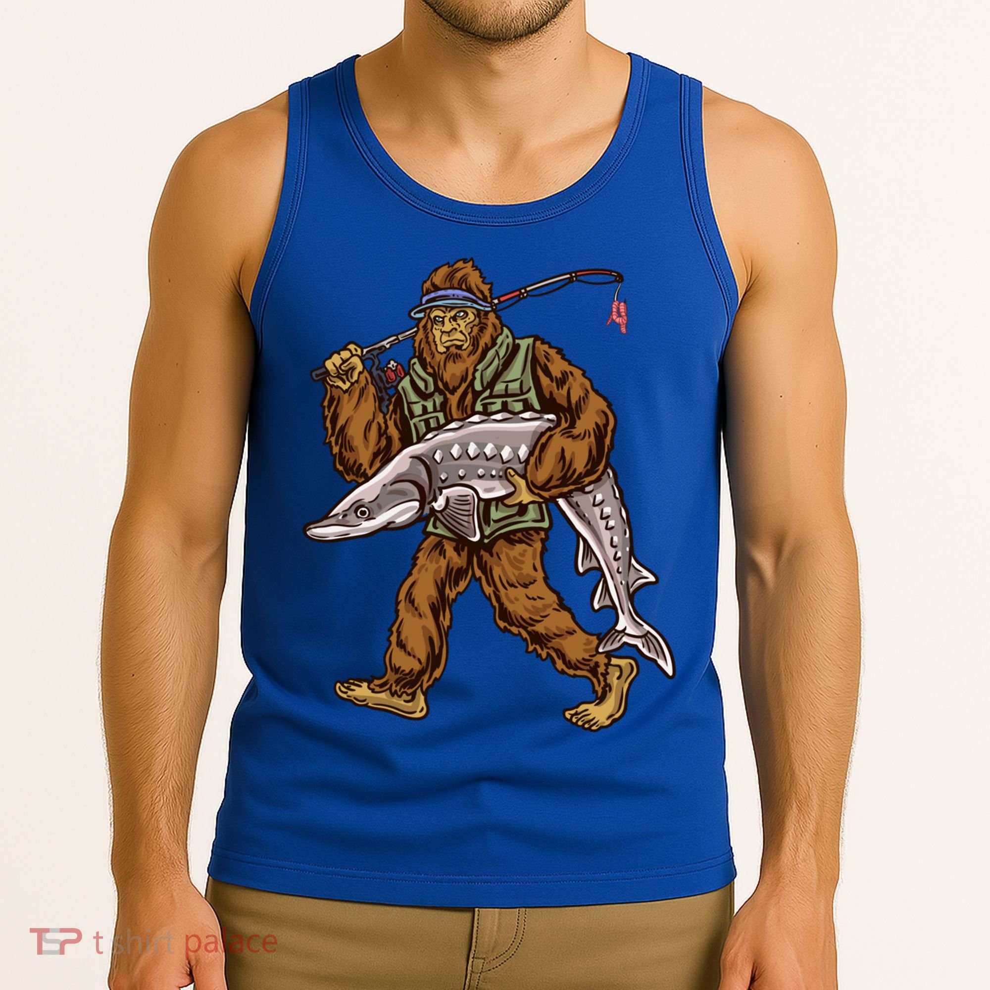 Sturgeon Fishing Bigfoot Fisher Gift Tank Top