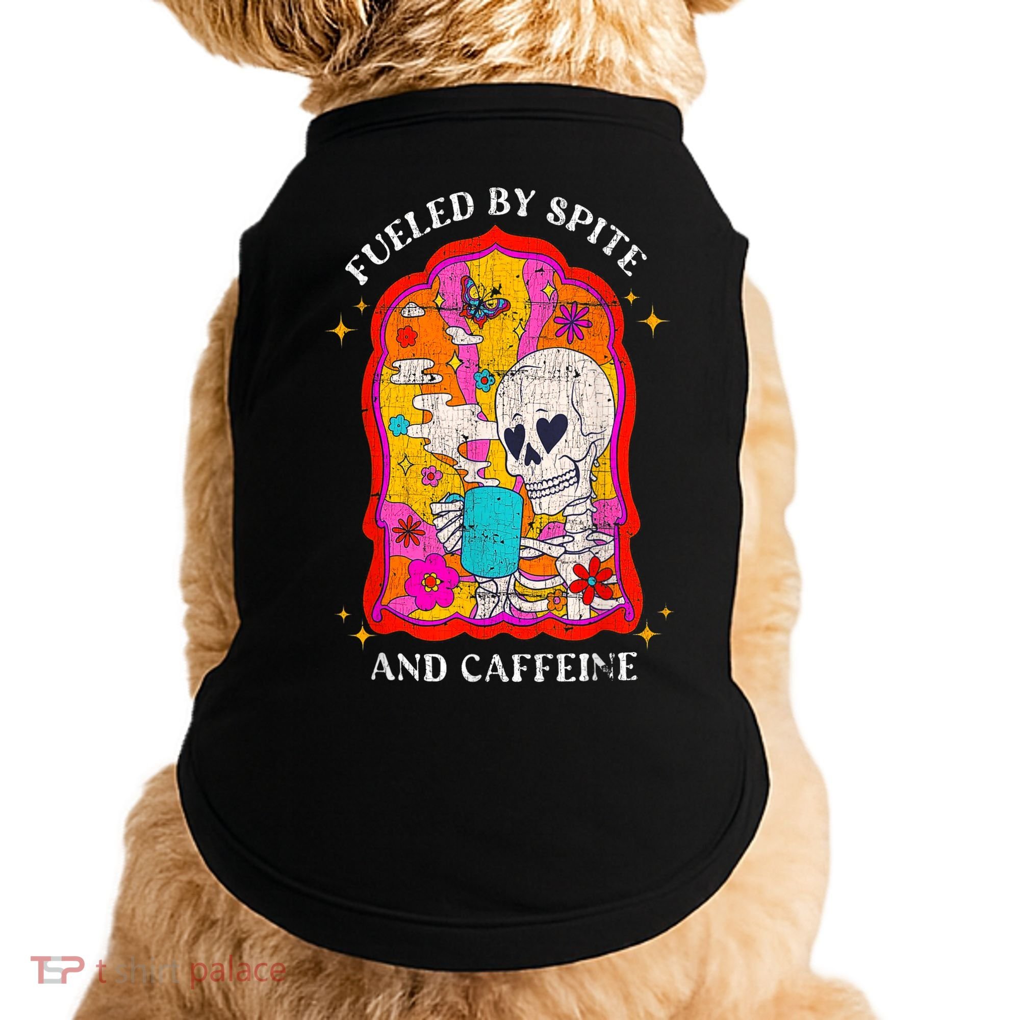 Skeleton Fueled By Spite And Caffeine Doggie Tank