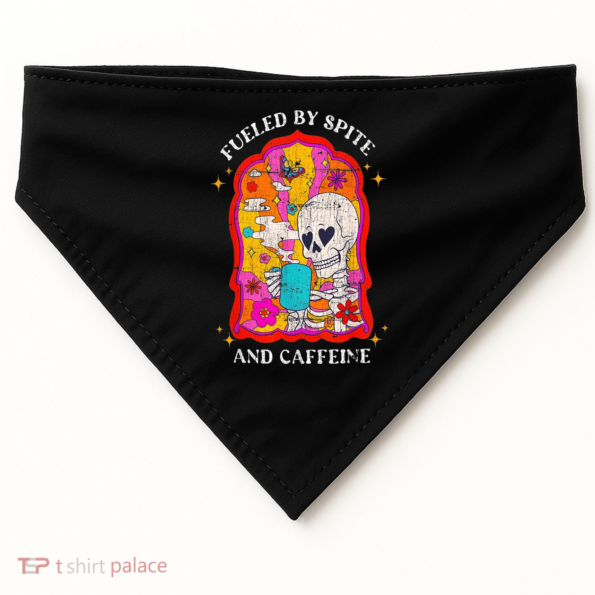 Skeleton Fueled By Spite And Caffeine USA-Made Doggie Bandana