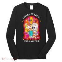 Skeleton Fueled By Spite And Caffeine Long Sleeve Shirt thumb 0