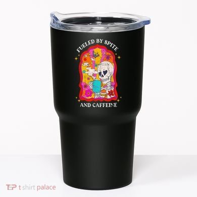 Skeleton Fueled By Spite And Caffeine Tumbler